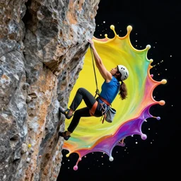 rock climbing art splash art graphic design color splash high contrasting art, fantasy, highly detailed, art by greg rutkowski