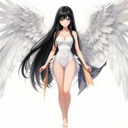 full - body manga angel, upper body highly detailed illustration, beautiful face and eyes