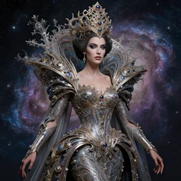 queen of the galaxy by alex grey, zaha hadid. highly detailed, hyper - real, very beautiful, intricate fractal details, very complex, opulent, epic, mysterious, polished, futuristic design, trending on deviantart and artstation