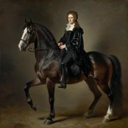 Baroque portrait of a gothic horse by Simon Stålenhag and Claude Monet, Highly detailed, anatomically correct, dramatic lighting, fashion, oil on canvas