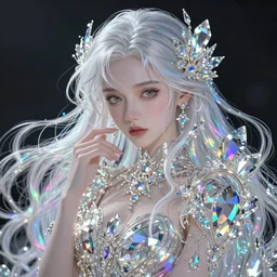 a portrait of anya taylor joy in art style by alberto seveso, iridescent beautiful magical treasure, sharp focus, raytracing, intricate linework, bright precious crystals, 4 k detailed hyperrealistic concept art by artem chebokha, makoto shinkai