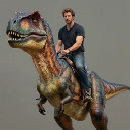 portrait of man riding! a velociraptor. extreme fine detail background, highly detailed, detailed eyes, high quality, digital painting, hyperrealistic, by gaston bussiere, j. c. leyendecker, craig mullins