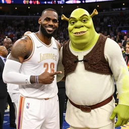 lebron james sees shrek from shrek 1 in nba