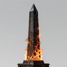savage electric flames engulfing an obsidian obelisk by whelan, baldung, whitcomb, massys, hubert robert, staples, burdisio, swanland, shishkin, rombouts, courbet, beautiful, mythical, mystical, highly detailed, hyperrealistic, energy, low light, high contrast, lifelike, bright sky