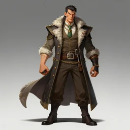 A fantasy human character with similare vibes to a mob boss, dnd concept art