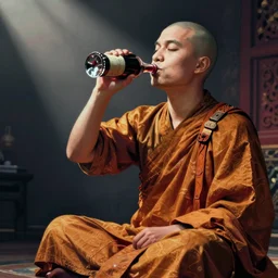 pop art of a monk drinking wine