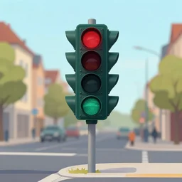 the traffic light crossing in winden from dark, cartoon style