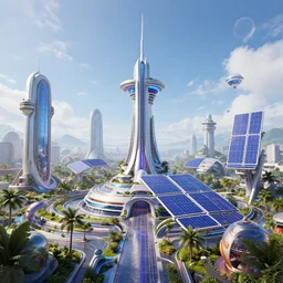 Hopeful Solar Punk Utopia, 8k render, octane, unreal engine 5