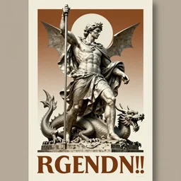 [A sculpture of St.Georges slaying the dragon. Soviet!!!! Propaganda!!!! poster!!!!!!!!!!, promotional poster, advertising, composition, graphic design, elegant, highly detailed, digital painting, artstation, concept art, matte, sharp focus, illustration, octane render, unreal engine, photography]