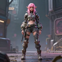 full body character, pink hair female druid, 🍑, cyberpunk intricate streetwear, dystopian, trending on artstation, beautiful, intricate complexity, digital painting, anime, disney, pixar, 8 k, hd, dof, kodak film, volumetric lighting, subsurface scattering, photorealistic, octane render, extreme details