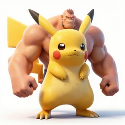 detailed digital octane render of an ultra - strong neanderthal bodybuilder picachu monster