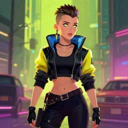Millie Bobby Brown in Cyberpunk 2077 by RossDraws, by Butcher Billy