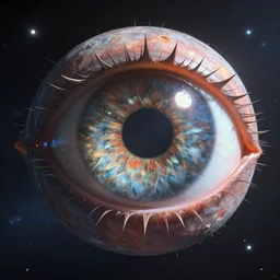 a giant eye in space, sci-fi, detailed, high quality, digital art, artstation, 8k