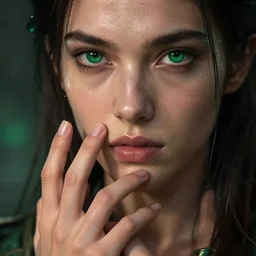 epic masterpiece envy, drama, sweaty skin, hyperrealistic, octane render, cinematic, beautiful face and flawless skin, perfect hands, 5 fingers,  emerald by Edgar Maxence and Ross Tran and Michael Whelan, Legends of Runeterra
