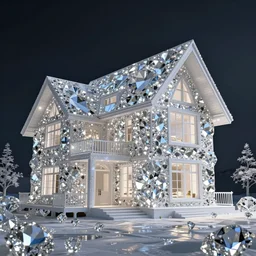 a house built entirely from huge diamonds