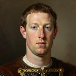 close up portrait of mark zuckerberg zucc II the emperor king of renaissance age on oil painting