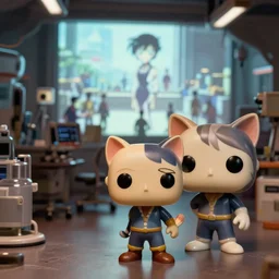 fuji 5 0 r, 3 5 mm ; seinen manga alien film still of busy medical bay interior with window view of ; in the background projection of beautiful ran film stil of funko pop cat statue scene in style of 1 9 9 0 frontier in closeup porcelain photography magazine architectural studio edition, highly detailed, cinematic lighting, 8 k