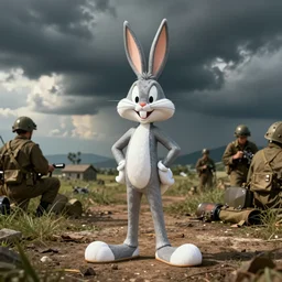 bugs bunny is deployed to saigon in vietnam war, war photo, colorized