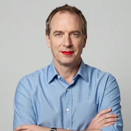 photo of psychologist jordan peterson!, red lipstick, face and upper body focus
