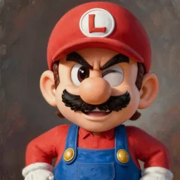 portrait painting waluigi, silly, angry, rolling his eyes, painted by greg rutkowski, soft, sharp details, hyper realistic