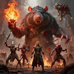 by artgerm and agostino arrivabene, visually stunning, cinematic, ultra realistic, hyper realism, 1 2 k, epic, octane render, unreal engine, vfx, maya, life tap, hellfire, giant rat, imp master, timber wolf, bloodbloom, corruption, knife juggler, lakkari sacrifice, pathmaker hamm