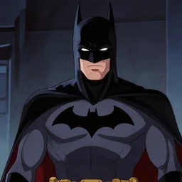 close character upper body view. a screenshot from an episode of the animated show'batmanbeyond'( 1 9 9 9 - 2 0 0 1 ) produced by alan burnett, paul dini, glen murakami, and bruce timm. film grain. matte painting. masterpiece. cel shading. dark color scheme. cyberpunk theme.
