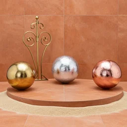 stage, photography, photoshoot, platonic solids, rough, glossy, shiny, reflective, terracotta, tile, vermiculite, metallic, metal, foil, aluminum, bronze, brass, wrought iron, silver, gold, rose - gold, ardeco style, set design