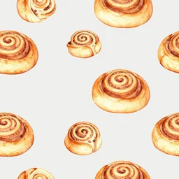 watercolor cinnamon roll minimalist pattern art
