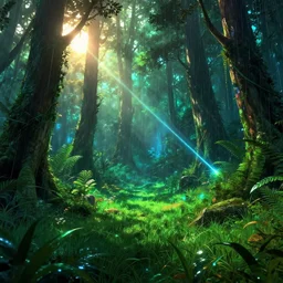 reclaimed by nature by tom wright, sci - fi cyberpunk tron magic realism thermal imaging rainforest meadow anime lightpaint at night laser morning sun, archdaily, wallpaper, highly detailed, trending on artstation.