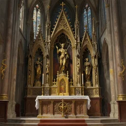 a beautiful illustration of a satanic altar in a church, intricate, sharp focus, illustration, highly detailed, digital painting, concept art, matte, art by wlop and artgerm and greg rutkowski and alphonse mucha, masterpiece