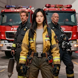 portrait of a firetruck hybrid korean woman by hr giger, greg rutkowski, luis royo and wayne barlowe 8 k