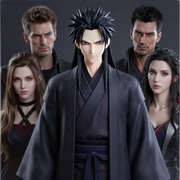 nendoroid pale tall man, dark spiky hair, demonic black eyes, wearing dark robes | | realistic shaded, fine details, realistic shaded lighting poster by greg rutkowski, diego gisbert llorens, magali villeneuve, artgerm, jeremy lipkin and rob rey