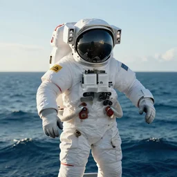 astronaut in the ocean, hyperrealistic masterpiece, artstation, cgsociety, kodakchrome, golden ratio