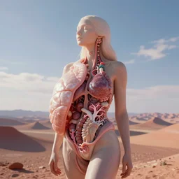 the perception of AI using human organs, psychedelic, landscape