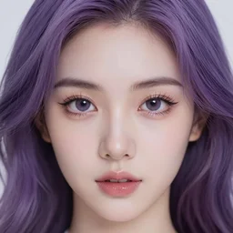 beautiful girl with big eyes, purple hair, soft lighting, realistic wide angle, wonderful lips and eyes, white skin, sharp focus, 8 k high, 6 4 megapixel, insanely detailed, intricate, elegant, art by artgerm and wlop