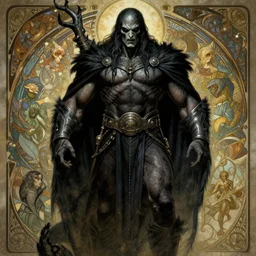 uncut full body portrait of dark and mysterious and eerie and ominous he - man, cinematic, epic, highly detailed, intricate, illustration, artwork by artgerm and greg rutkowski and alphonse mucha