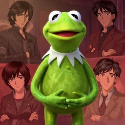 the notorious b. i. g. as kermit the frog, animation pixar style, shaded lighting poster by magali villeneuve, artgerm, jeremy lipkin and michael garmash, rob rey and kentaro miura style, trending on art station