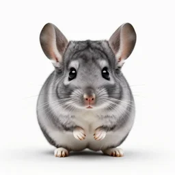 cute chinchilla, clean 3d render, full body, isolated on a pure white background, centered, entire subject in frame, sharp focus, soft studio lighting