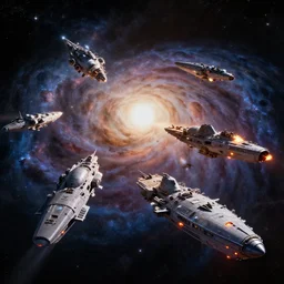attack ships on fire off the shoulder of orion, hyper realistic space art
