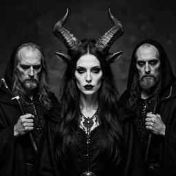 portrait of a scandinavian holy undead witch female with animal horns, satanic brothers grim by anato finnstark kvlt by peder balke by peder balke by greg rutkowski, by guido crepax by norman bluhm mystic high contrast monochromatic noir