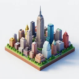 3 d isometric diorama of a small island new york buildings, detailed, sharp focus, a 3 d render by filip hodas, featured on polycount, cubo - futurism, colorful, voxel art, diorama, cityscape, octane render, no crop!!!