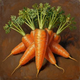carrots made out of solid gold in a casino, oil painting, vintage