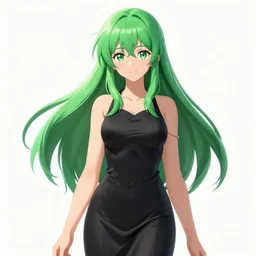 tatsumaki, a woman with green hair and a black dress, concept art by rumiko takahashi, deviantart contest winner, superflat, official art, deviantart hd, dynamic pose