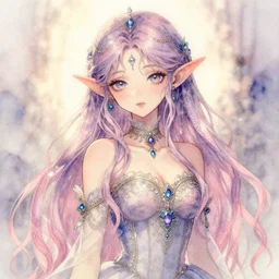 goblin princess. watercolor and metallic ink by award - winning visual novelist, pastel palette, romanticism, intricate details, depth of field, backlighting