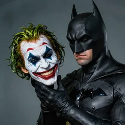 Batman holding the Joker's head in his hand