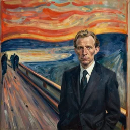 Jens Stoltenberg in the style of Edvard Munch