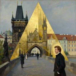 establishing shot by steven spielberg, a the charles bridge in prague, by anders zorn, rule of thirds, golden triangle, masterpiece by greg rutkowski, intricate, elegant, highly detailed, oil painting, concept art, smooth, sharp focus, illustration, eerie beautiful cinematic, thomas lawrence, gurney,