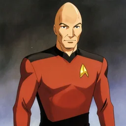 anime key visual of Captain Picard from Star Trek The Next Generation anime, official art, by Kyoto animation studio