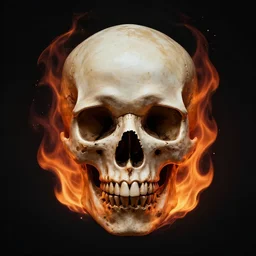 heavy metal album art, hellfire, no text, skull