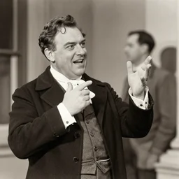 friendly british gentleman lord is telling a joke, vintage photo